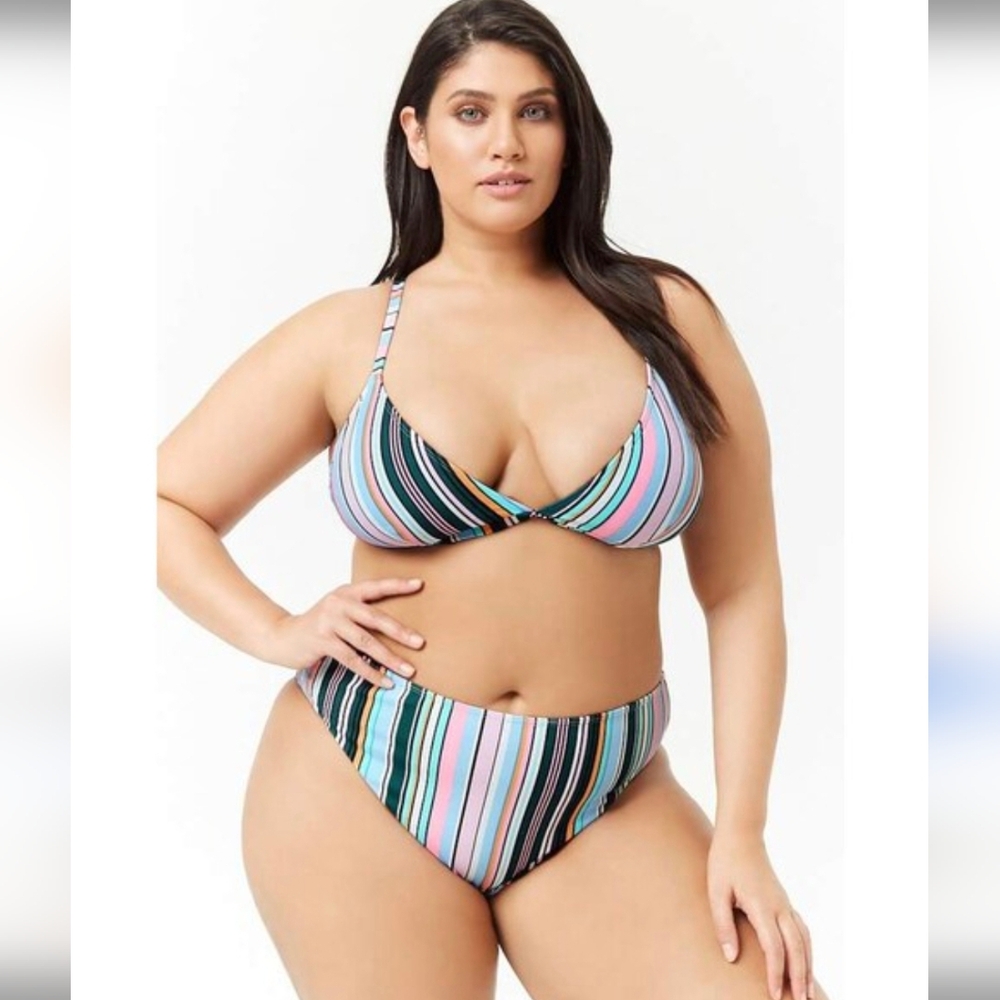 Forever 21 Multicolor Striped Bikini